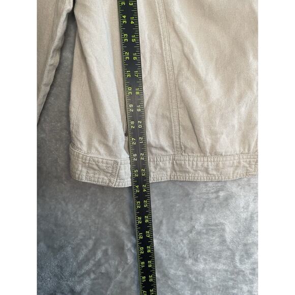 Gap Linen Biker Jacket Womens Large Khaki Tan Beige Full Zip Taupe Lightweight - Picture 6 of 10